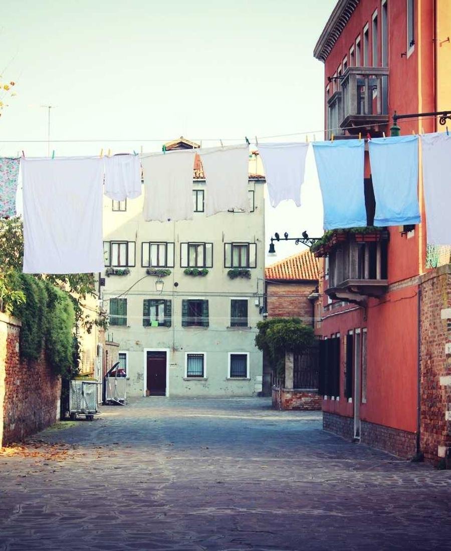 A street of colourful shopfronts