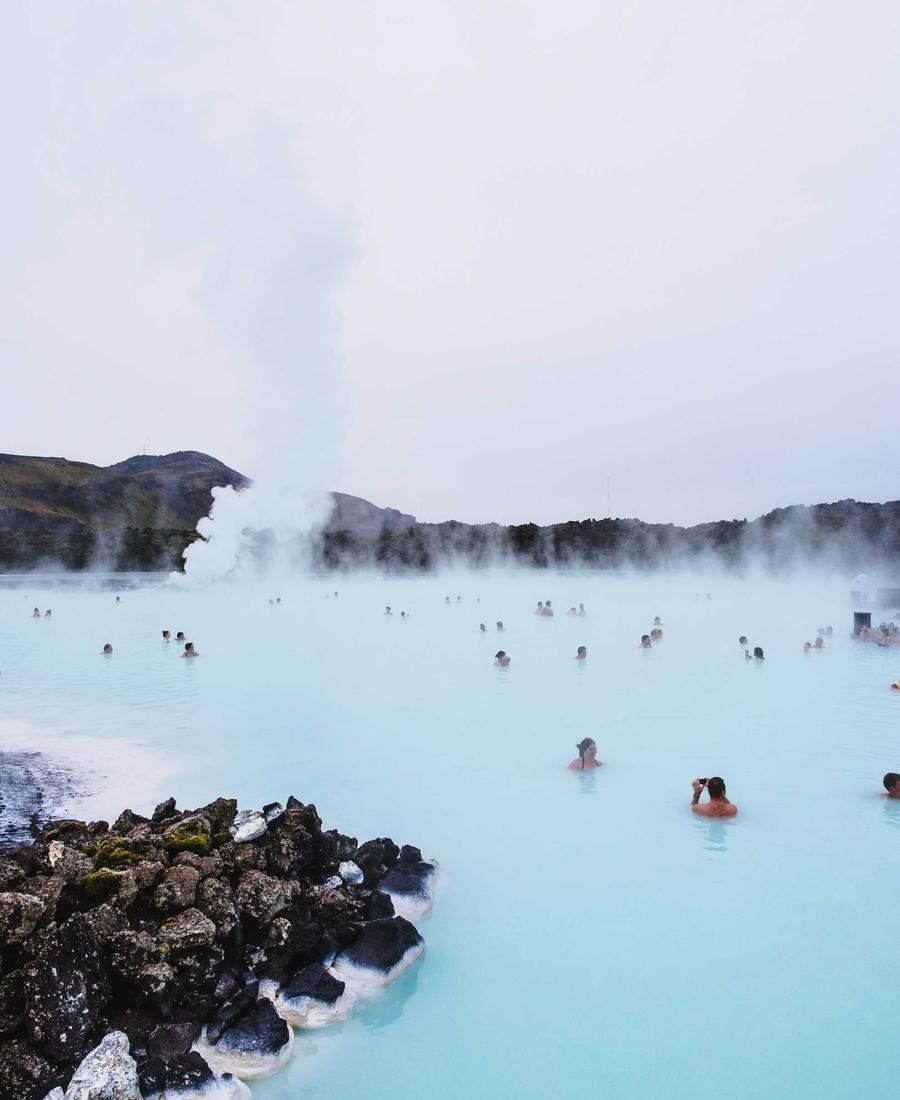 A pale lagoon under steam