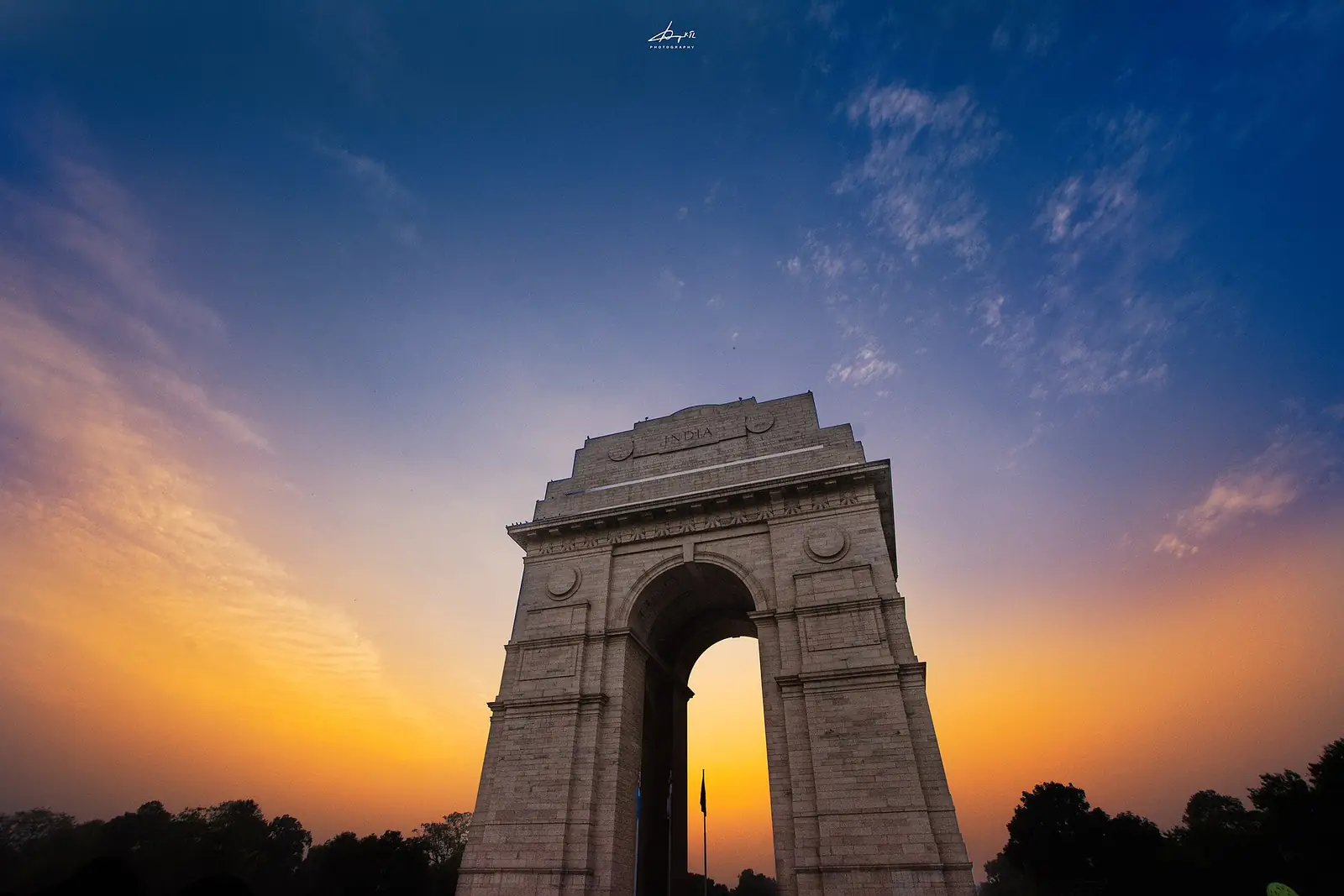 India Gate in New Delhi at sunset