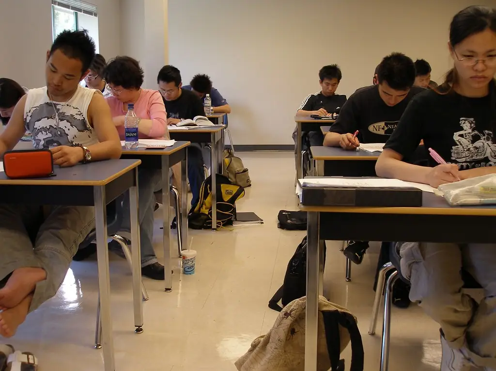 Students working in a classroom