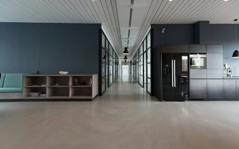 An office floor after hours