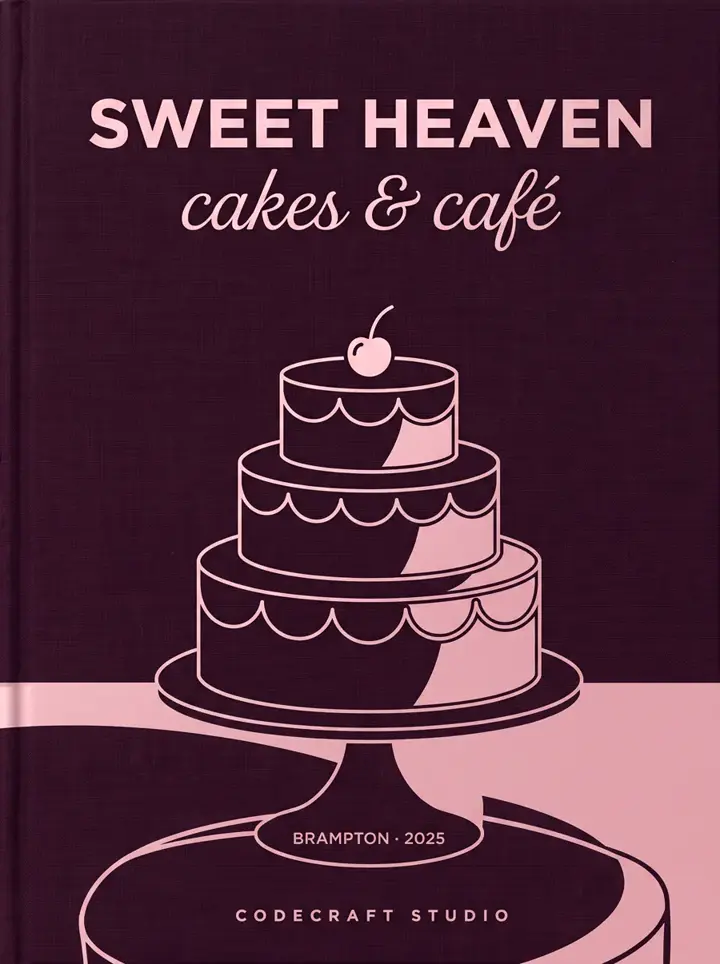 Sweet Heaven Cakes & Café — the DevShutter case, bound as a book