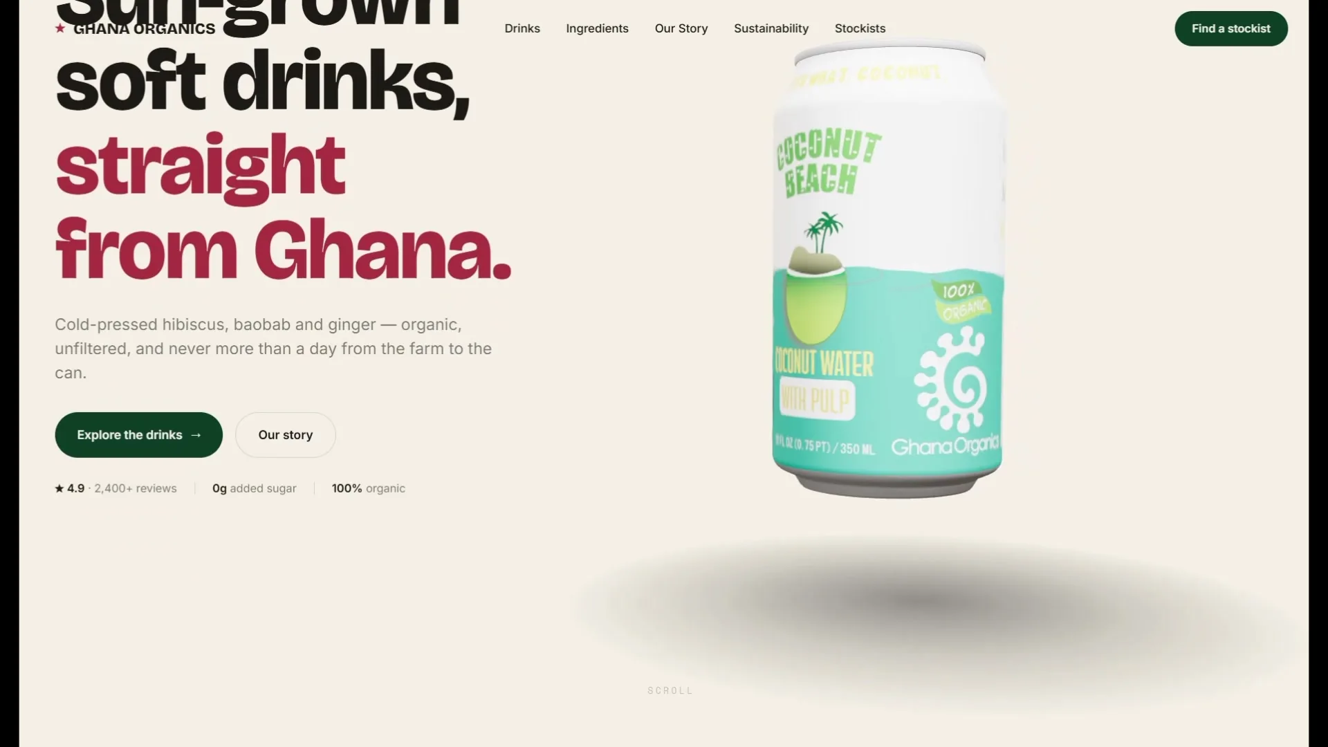 The Ghana Organics website, designed and built by DevShutter